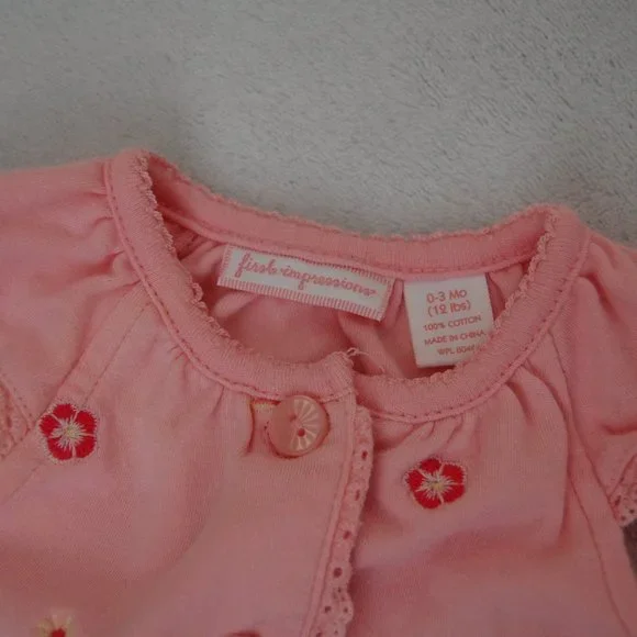 First Impressions, 0-3M Infant Baby, 100% Cotton Pink Set - Picture 6 of 13